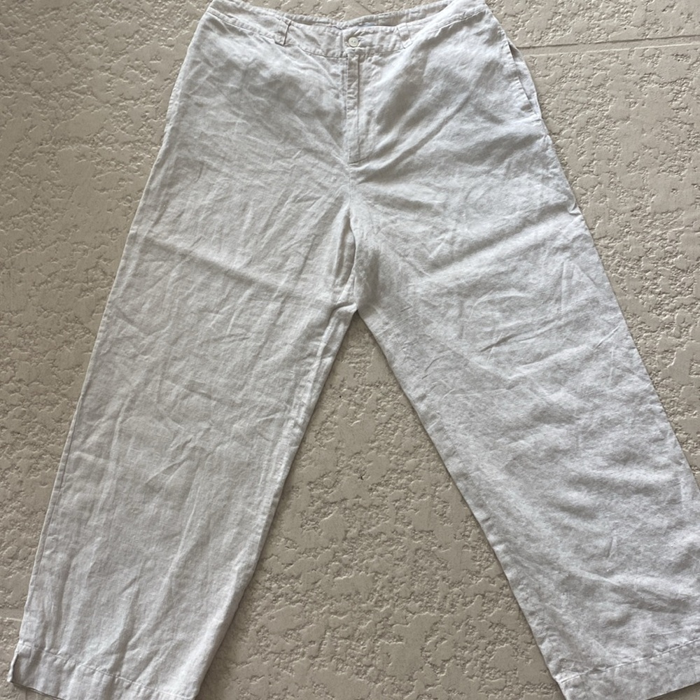 Real Clothes 100 Linen Light Linen  Wide Ankle Pants size 10